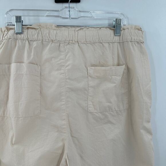 Lou & Grey Tan Cotton Elastic Drawstring Waist Pocket Cropped Pants Size Large - Picture 8 of 16